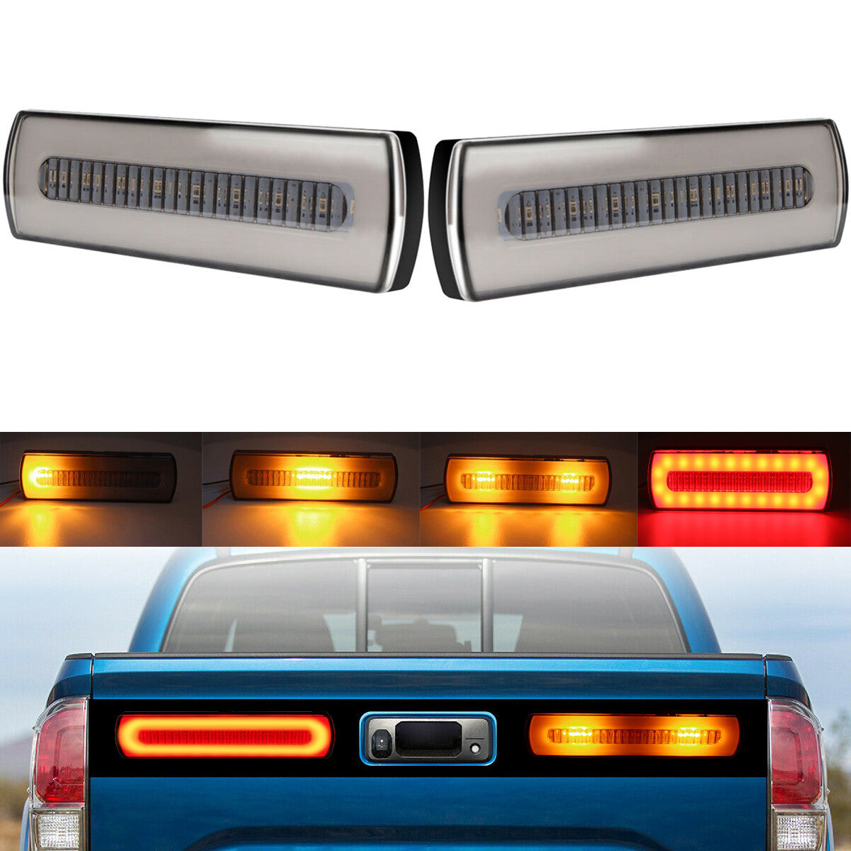 Car and truck DRL LED light bar, brake flow, turn signal, stop tail light, 12V, 40LED