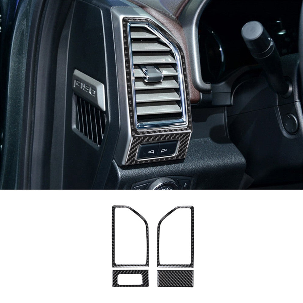 Carbon Fiber Interior Air Vent Outlet Panel Trim Cover for Ford F-150 2015-2017