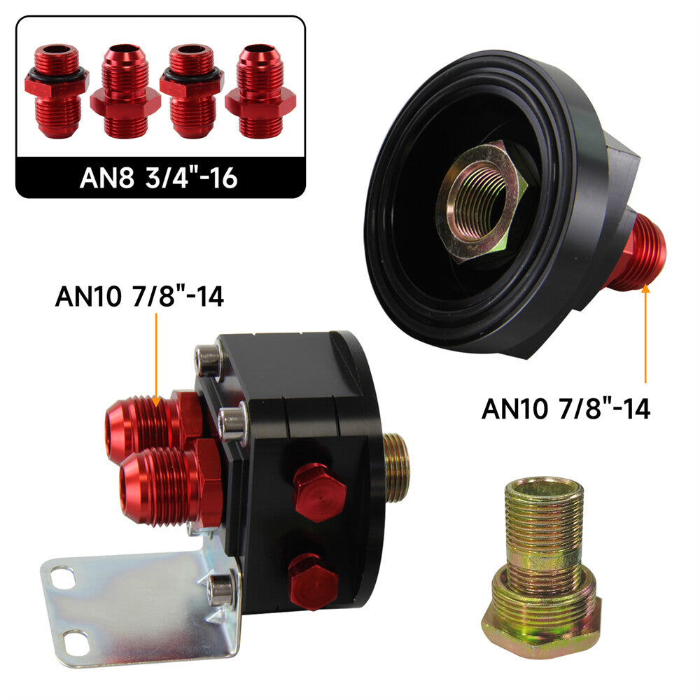 Universal AN10  AN8 Oil Filter Cooler Relocation Sandwich Plate Adapter Black
