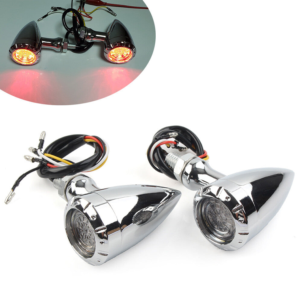 2x LED Red/Amber Brake Blinker Turn Signal Tail Light Lamp for Harley for BMW Chrome