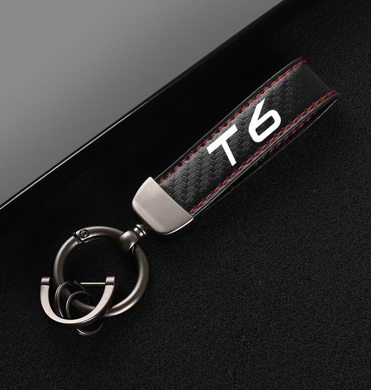 Suitable for T6 car keychains, key rings, key fobs, car accessories, black and red