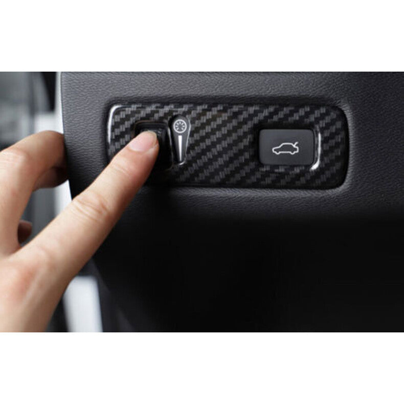 for Volvo S90 2017-2022 Carbon Fiber Headlight Button Switch Frame Cover Trim