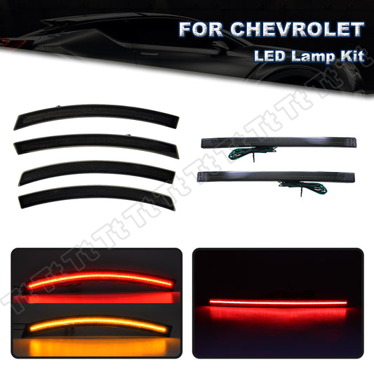 6x LED front and rear side marker lights and reflectors for 2014-2019 for Chevrolet for Corvette C7