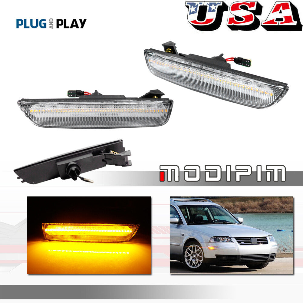LH+RH Transparent LED Front Bumper Side Marker Signal Lights for 2001-05 for Volkswagen for Passat B5.5