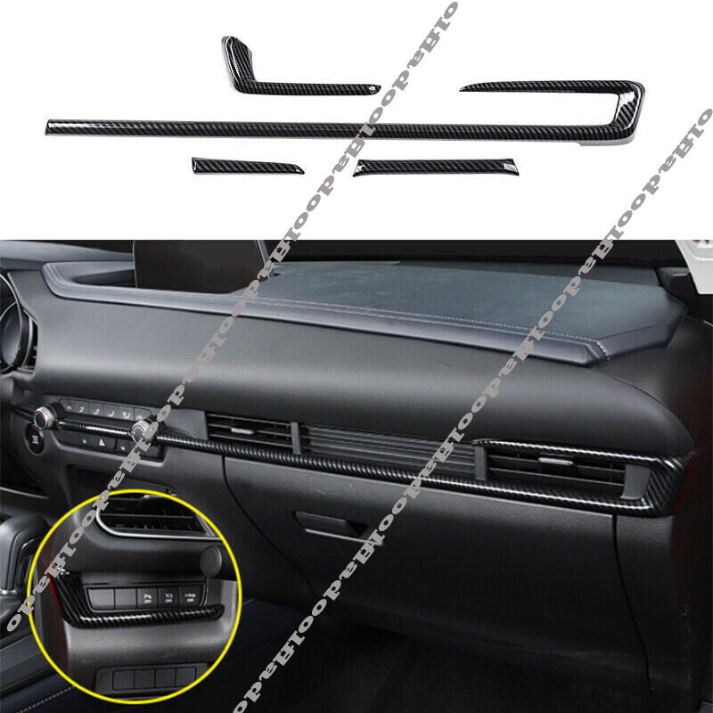 for Mazda CX30 2020-2022 Carbon fiber Center console Dashboard trim strip Decor