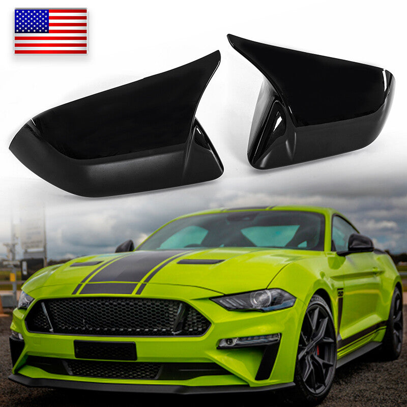 Suitable for 2015-2020-2022 for Ford for Mustang M angled gloss black side mirror protectors.