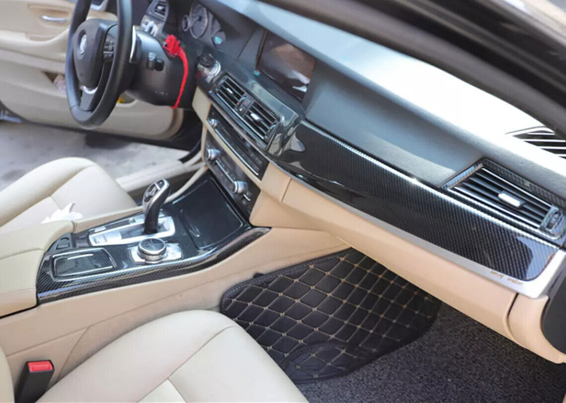 for BMW 5 Series 2011-2016 Carbon Fiber Look Interior Molding Kit Cover Trim 17P