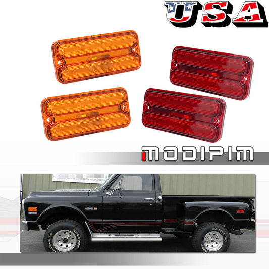 Suitable for Chevrolet /Jimsi pickup trucks, front and rear side marking kit, red/amber OE style 68-72