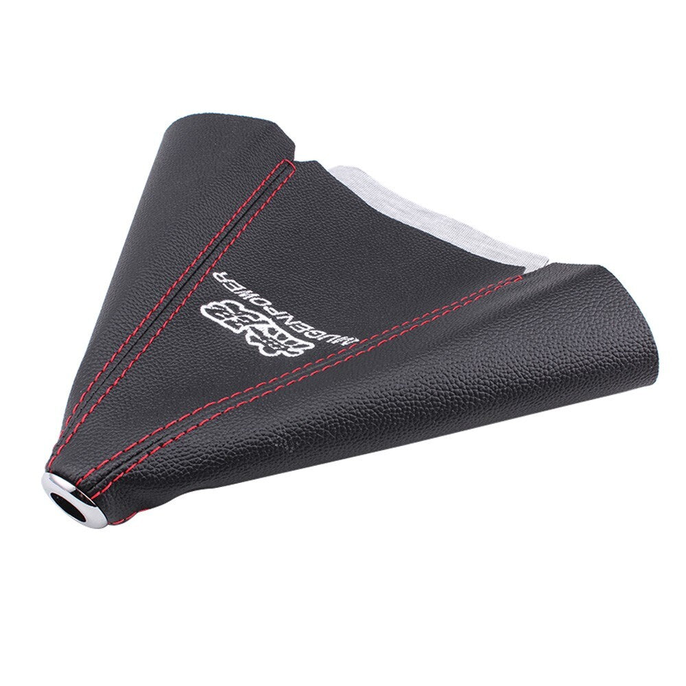 MUGEN Racing Car Shifter Boot Cover Leather Red Stitch For MT/AT Shift Knob