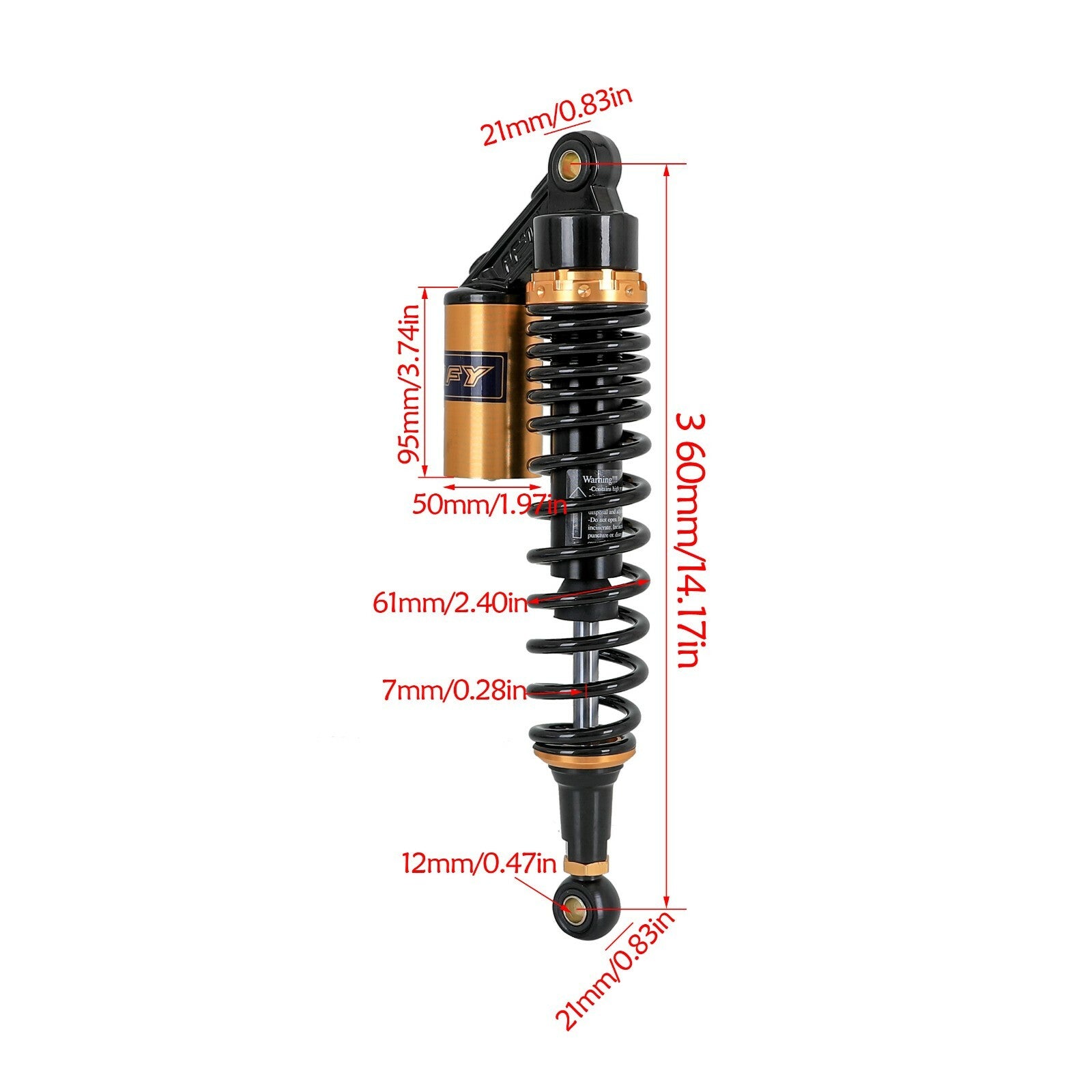 360mm 14-inch motorcycle rear shock absorber for Dirt Pit bikes, all-terrain vehicles, and for Honda Monkey Quad
