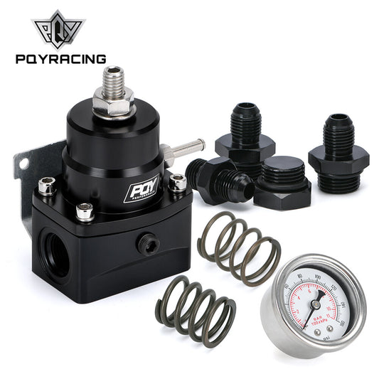 Black Adjustable Fuel Pressure Regulator Kit AN6 Fitting 3-20 20-45 45-70 PSI