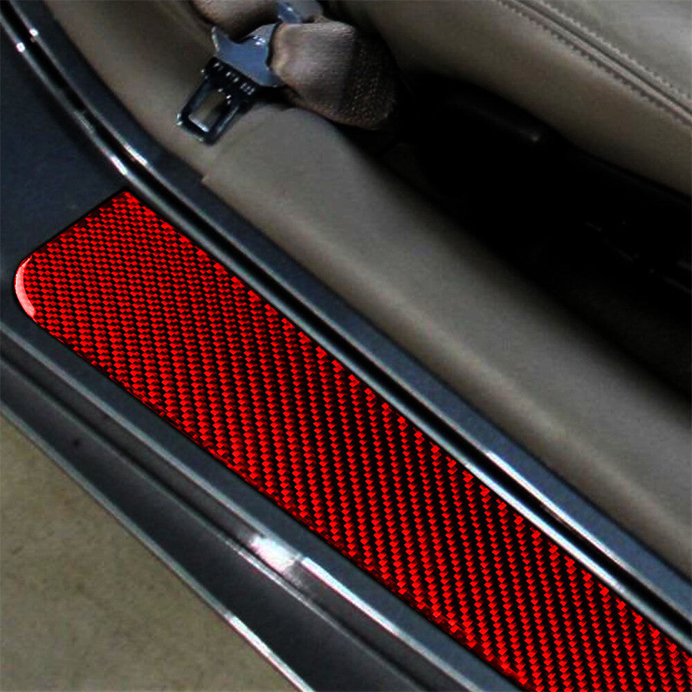 Red Carbon Door Sill Scuff Guard Plate Cover for Chevrolet for Corvette C5 1998-2004