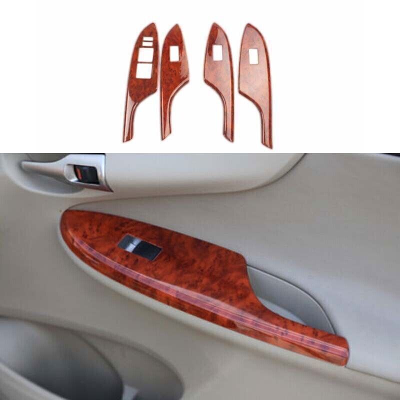4X Peach Wood Grain Window Lift Lock Switch Panel Trim for Toyota for Corolla 09-13