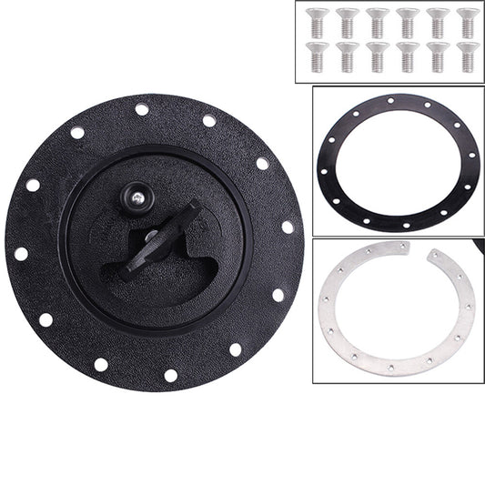 New Black Replacement Fuel Cell Gas Tank Filler Cap with Filler Plate + Fittings