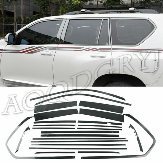 for Toyota Prado 2010-2021 Black steel Full Window Sill Trim Molding Cover trim