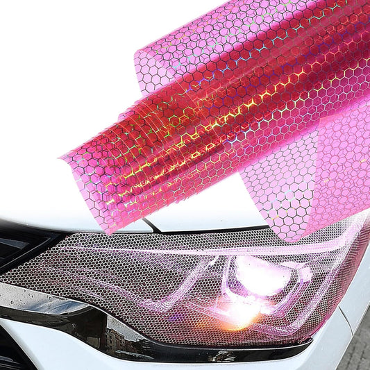 Pink Honeycomb Car Taillight Fog Head Light Headlight Tint Film Wrap 160x30CM