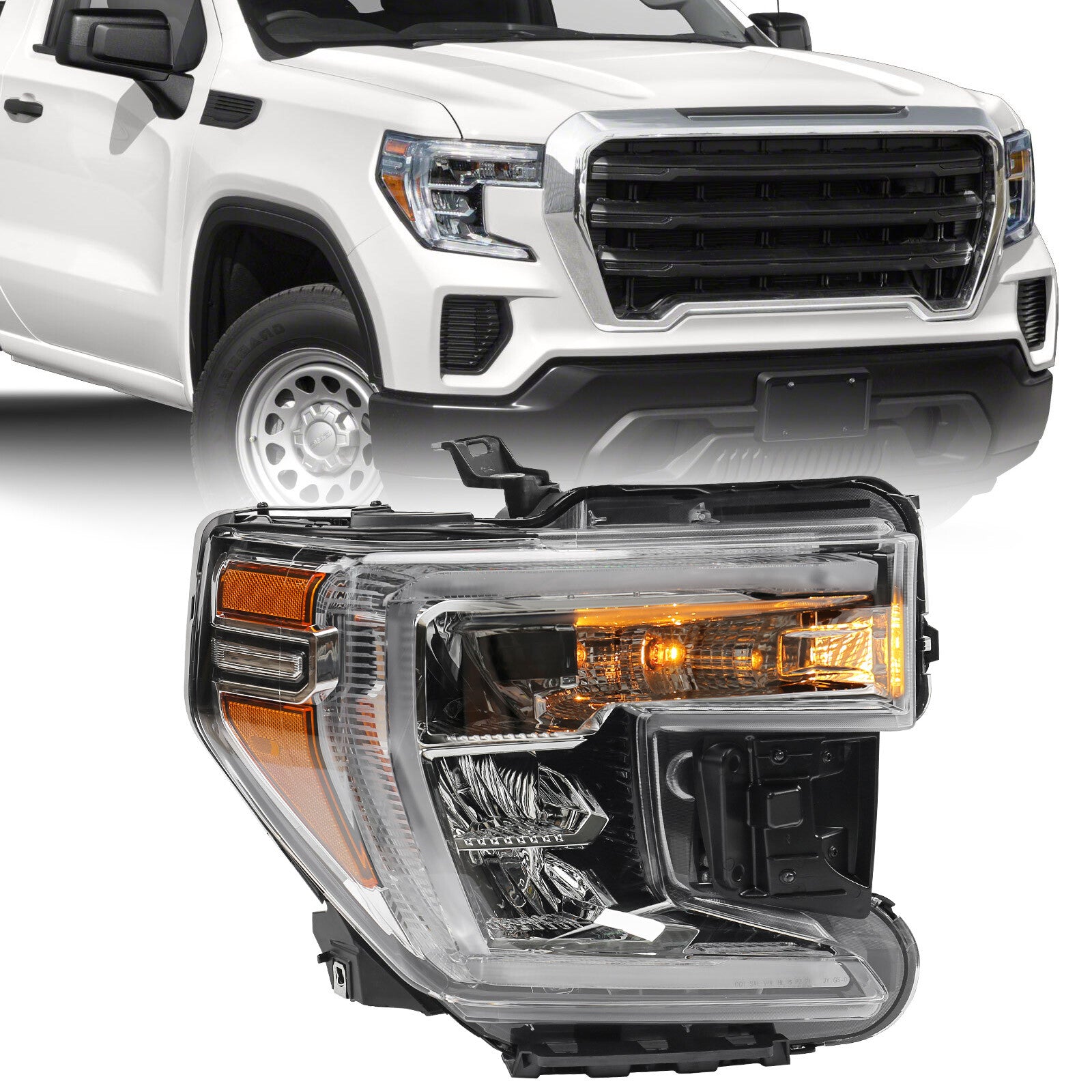 Halogen signal headlights/passenger right-hand light for 2019-2021 for GMC for Sierra 1500