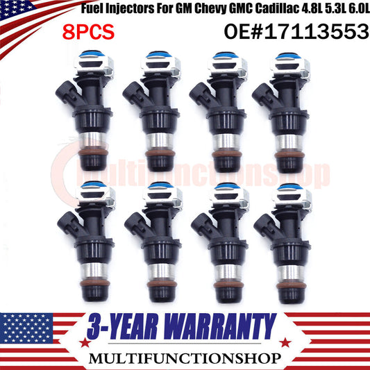 8Pcs Fuel Injectors 17113553 2001-2007 for GM for Chevy for GMC for Cadillac 4.8L 5.3L 6.0L