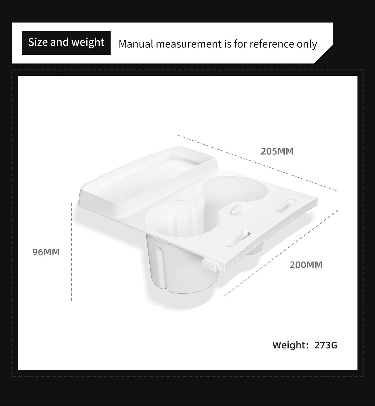 for Tesla for Model Y /3 Central Control Storage Box Cup Holder Drinks White