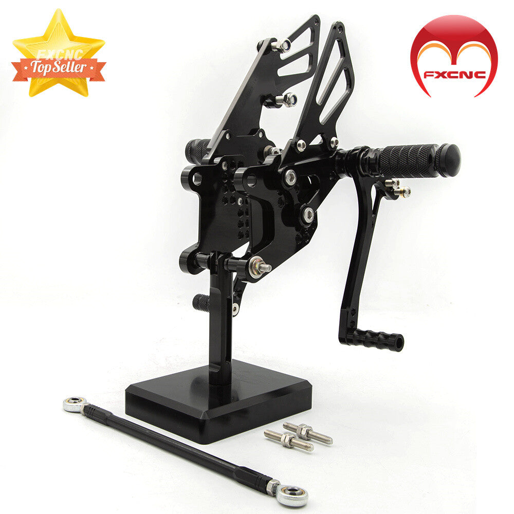 CNC footstool, foot spikes, and rear wheel pedals for Kawasaki ZX10R models from 2006 to 2010.