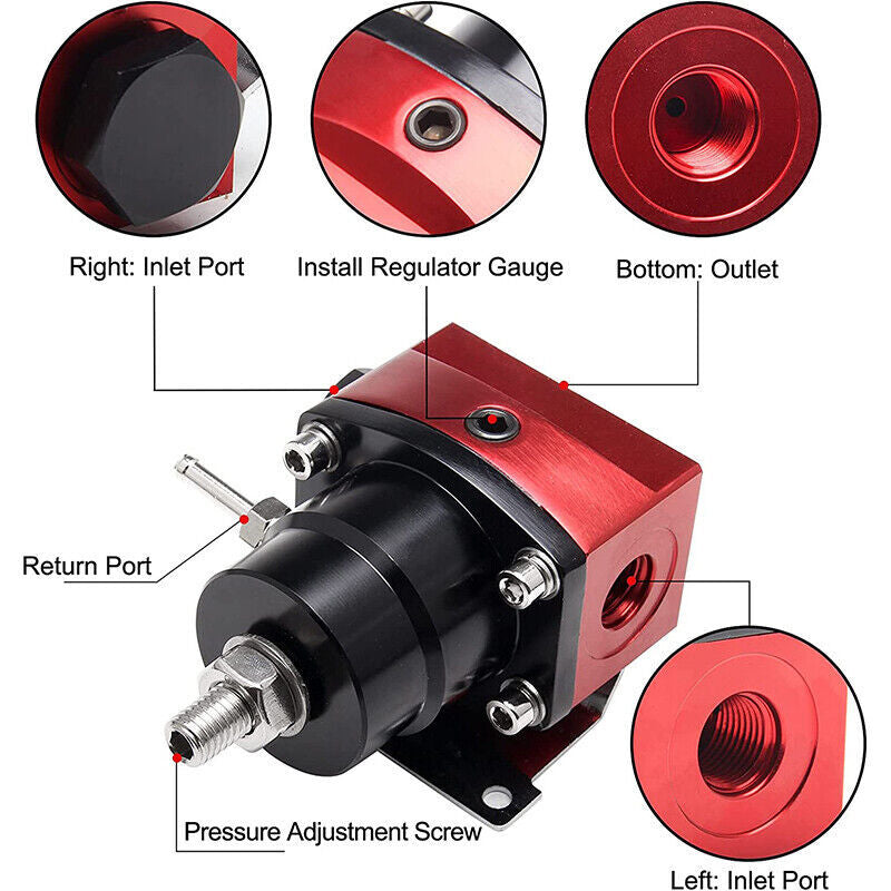 EFI Fuel Pressure Regulator Kit Bypass Return Pressure Gauge AN6 Fuel Line Hose