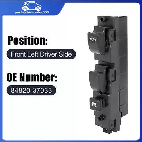 84820-37033 Main drive side power window switch replacement part, black, for Hino