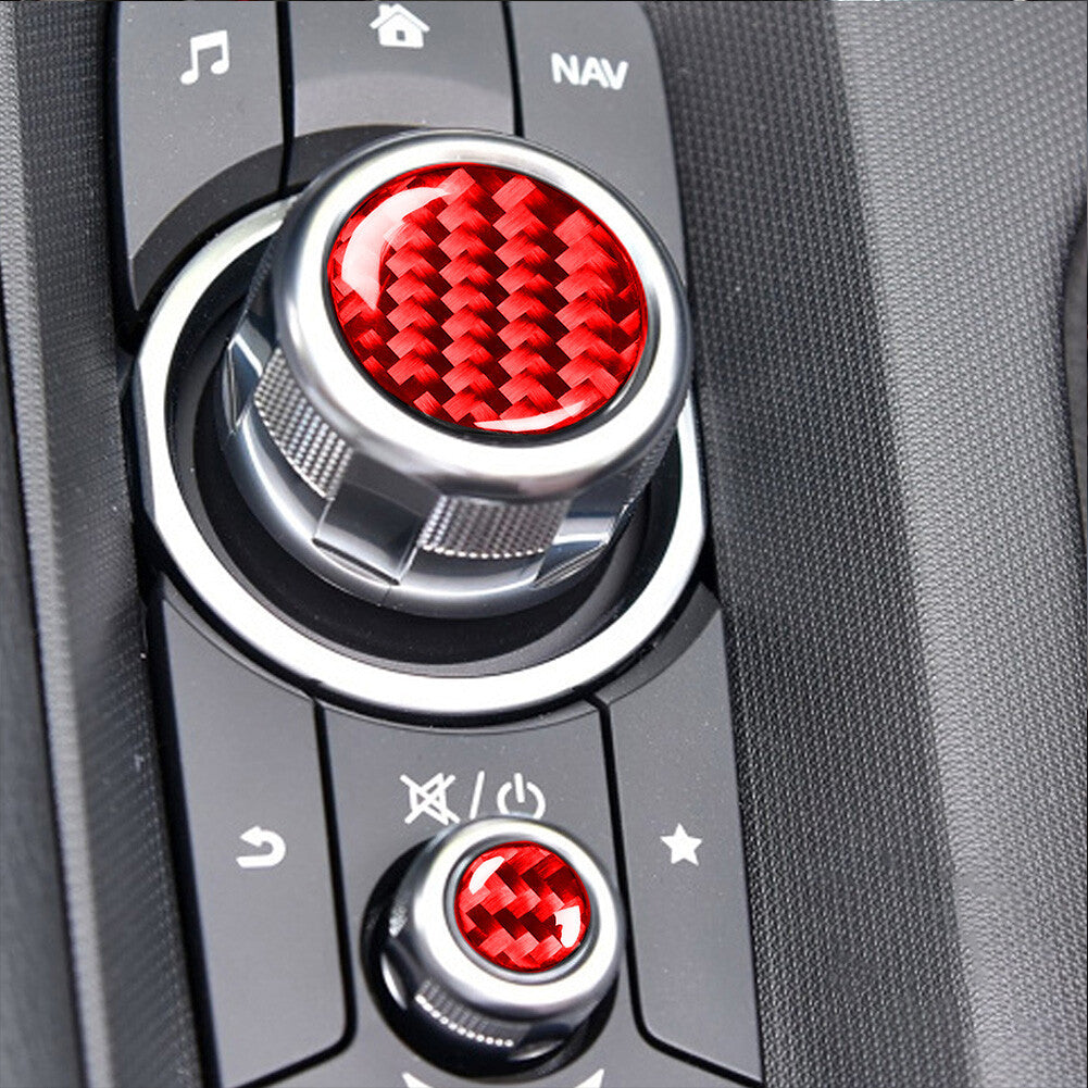 Red Carbon Fiber Console Multimedia Button Cover for Mazda MX-5 Miata 2016-2020