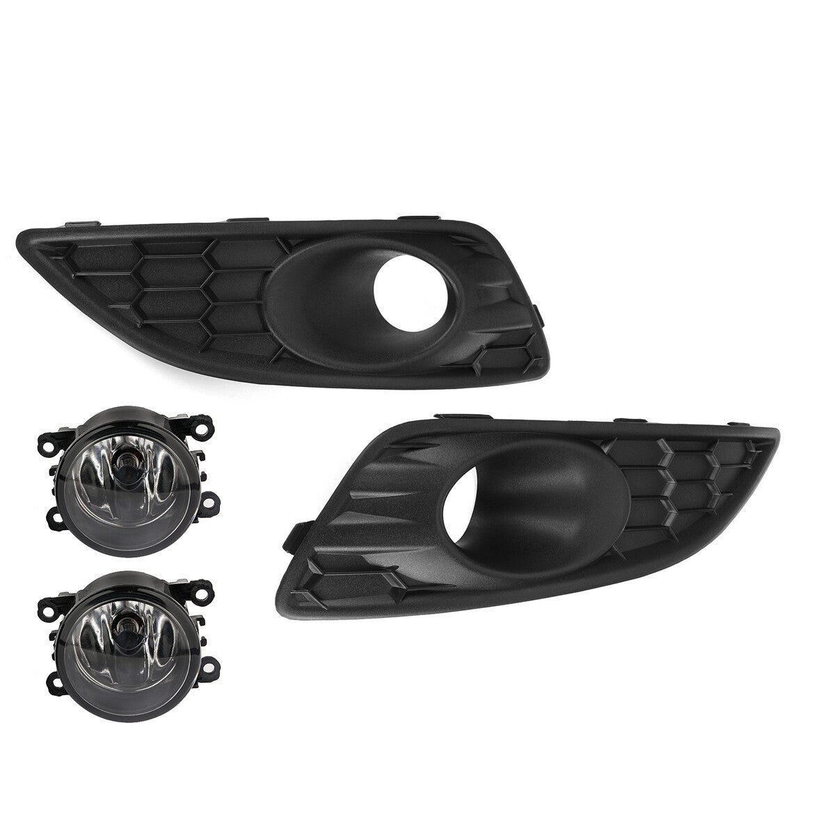 Honeycomb front fog lights + grille grille BBQ mat black for Ford Fiesta Mk7 Zetec S