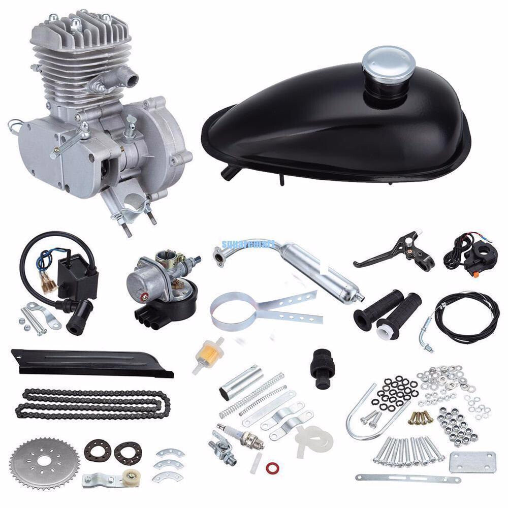 50cc 2-stroke gas engine motor kit DIY electric bicycle push bike silver