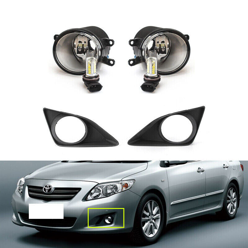 Pair Front Bumper LED Fog Lights Lamps With Bulbs for Toyota for Corolla 2008-2010