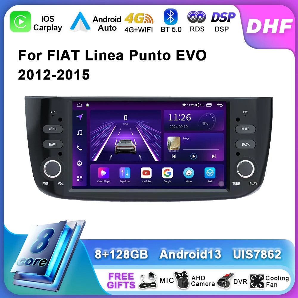 Android Carplay Car Radio for Fiat Linea Punto EVO GPS Navi Multimedia Player 4G