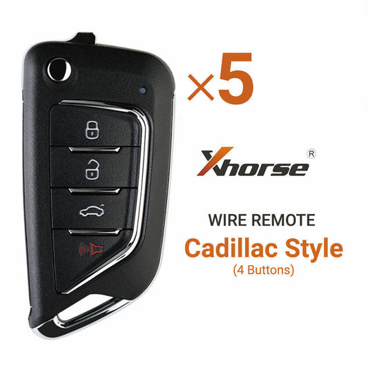 5Pcs XKCD02EN Wire Remote Key Fit for Cadillac Style Filp 4 Buttons HK