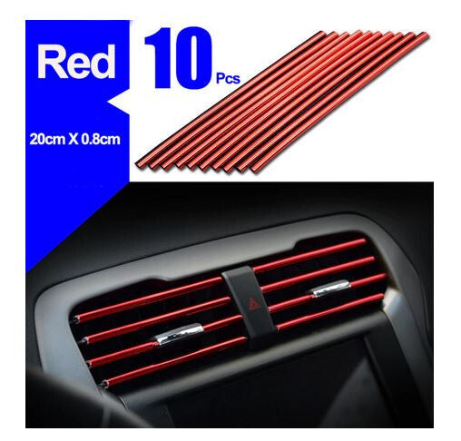 Red decorative strip for car air conditioning sockets suitable for Subaru and for Saab