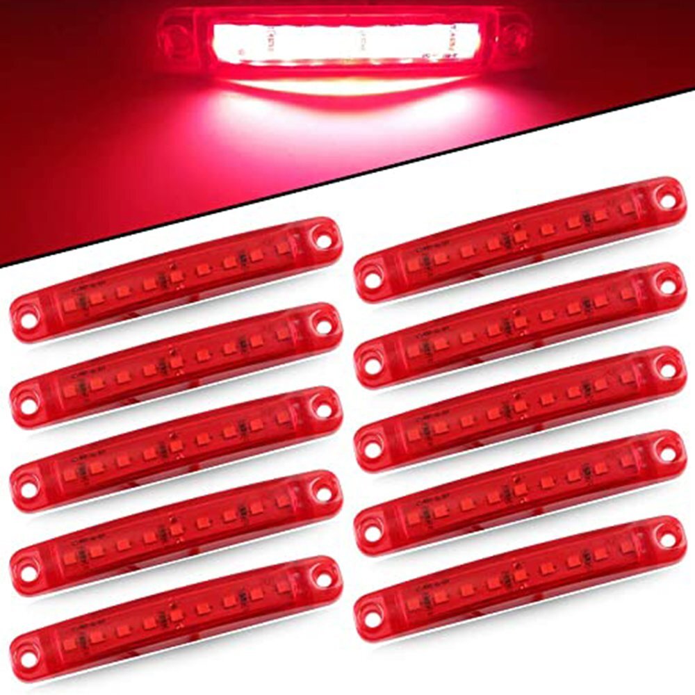 20pcs 9 LED Red Side Clearance Marker Light Truck Trailer Boat Indicator 12V/24V