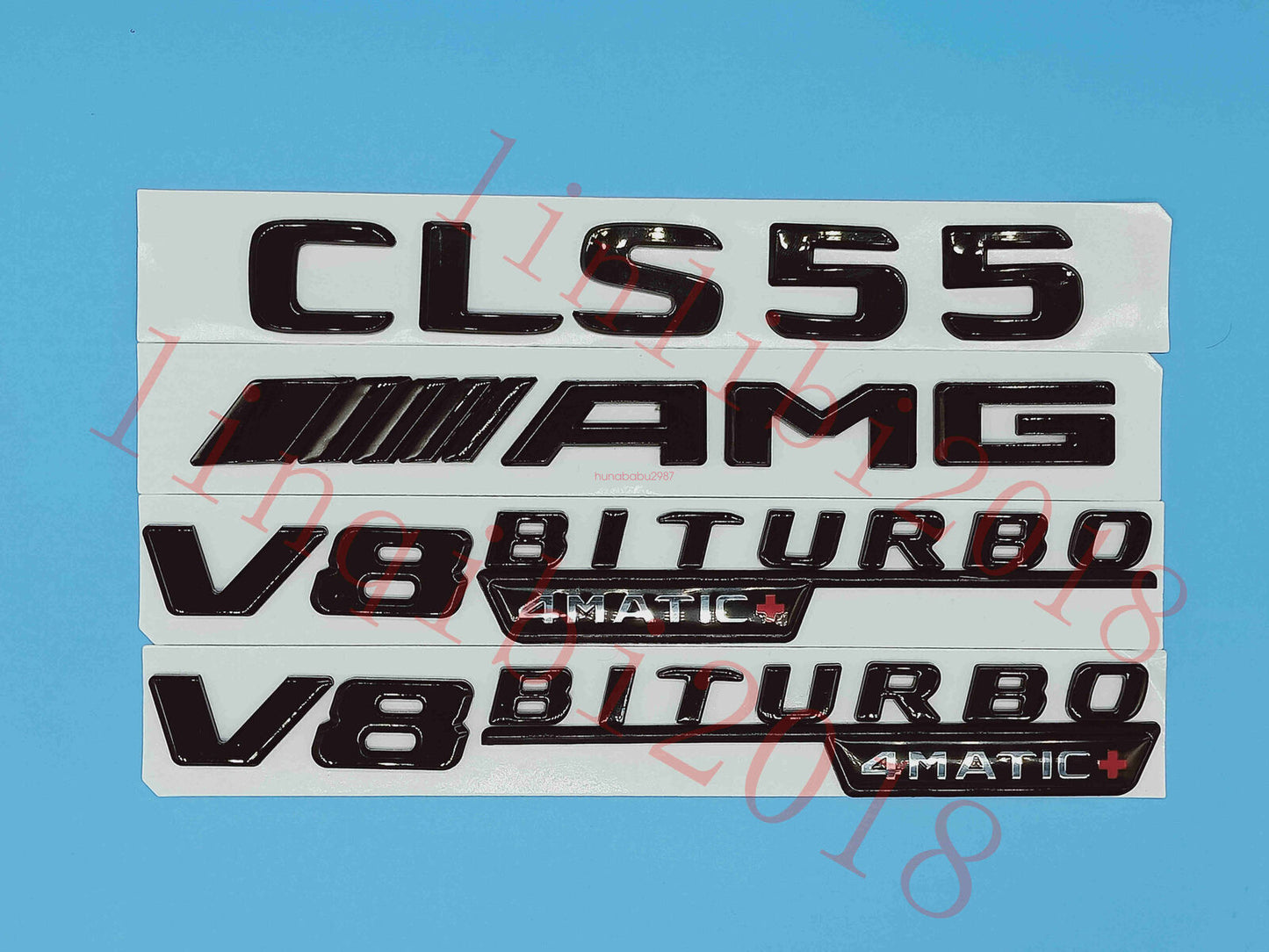 1SET Gloss Black Flat CLS55 AMG V8 BITURBO Trunk Embl Badge Sticker fit AMG