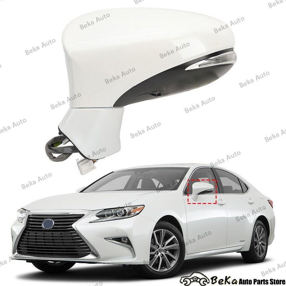 Applicable to 2013-2014-2018 for Lexus ES350, left white view, power door mirror with heating and lights.