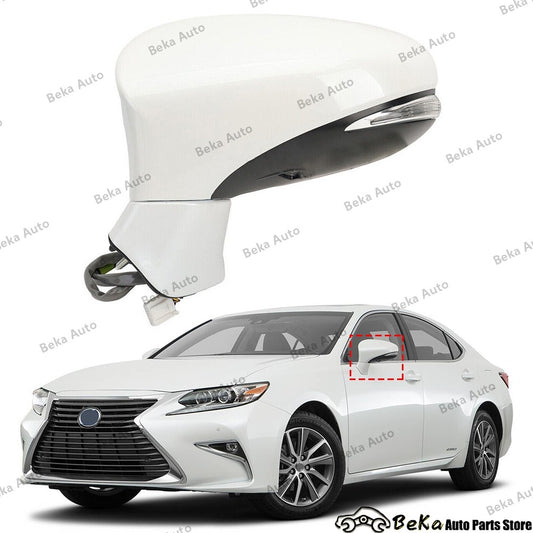 Applicable to 2013-2014-2018 for Lexus ES350, left white view, power door mirror with heating and lights.