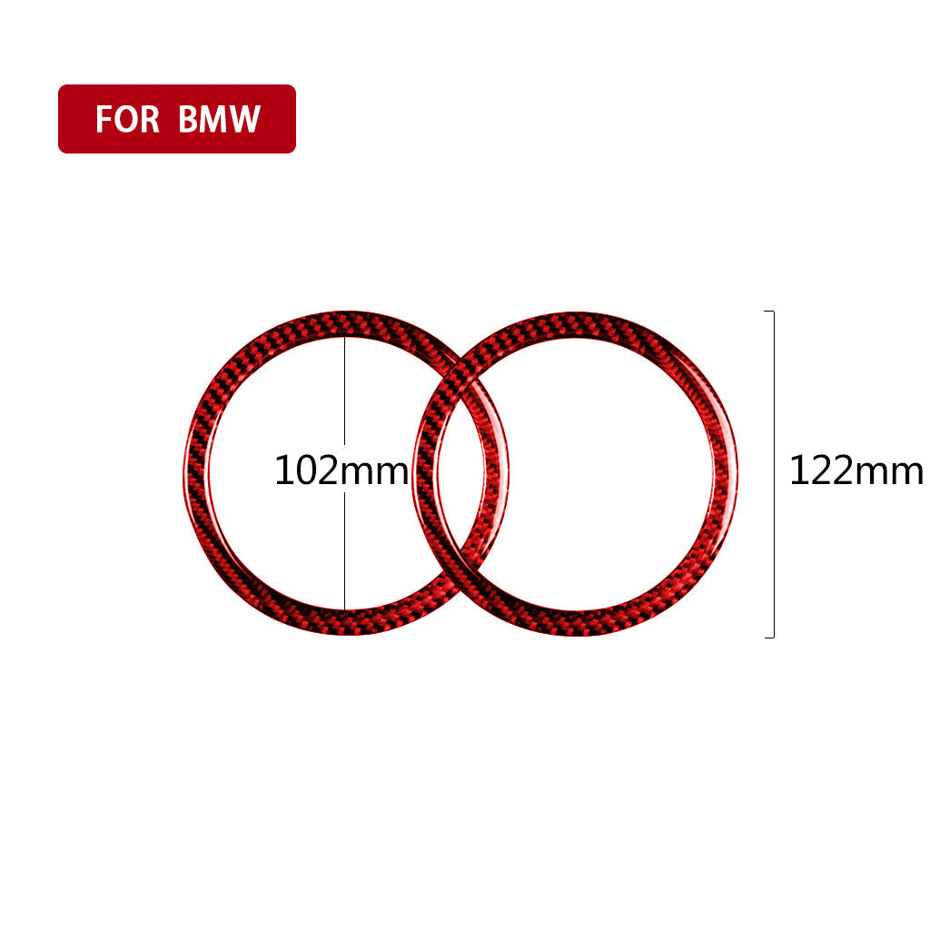 2¡ÁRed Carbon Fiber Door Speaker Ring Trim for BMW 3 Series E90 E92 E93 2005-2012