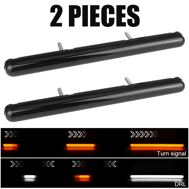 2X LED 9 Truck Flowing Turn Signal Rear Tail DRL Light Bar Strip White+Yellow