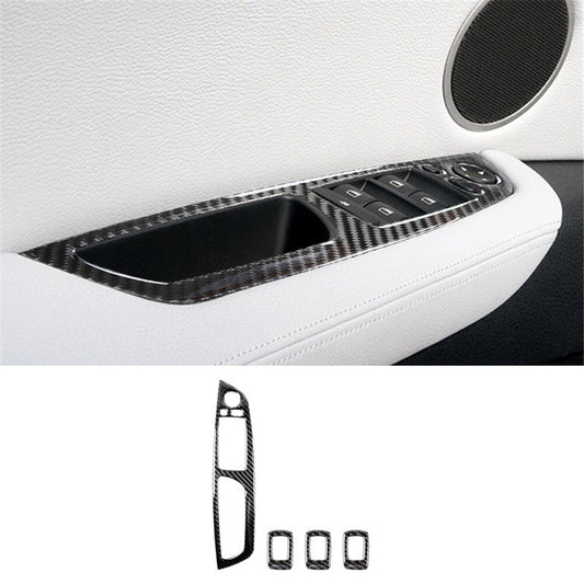 4Pcs Carbon Fiber Window Lift Control Cover Trim for BMW X5 E70 X6 E71 2008-2013