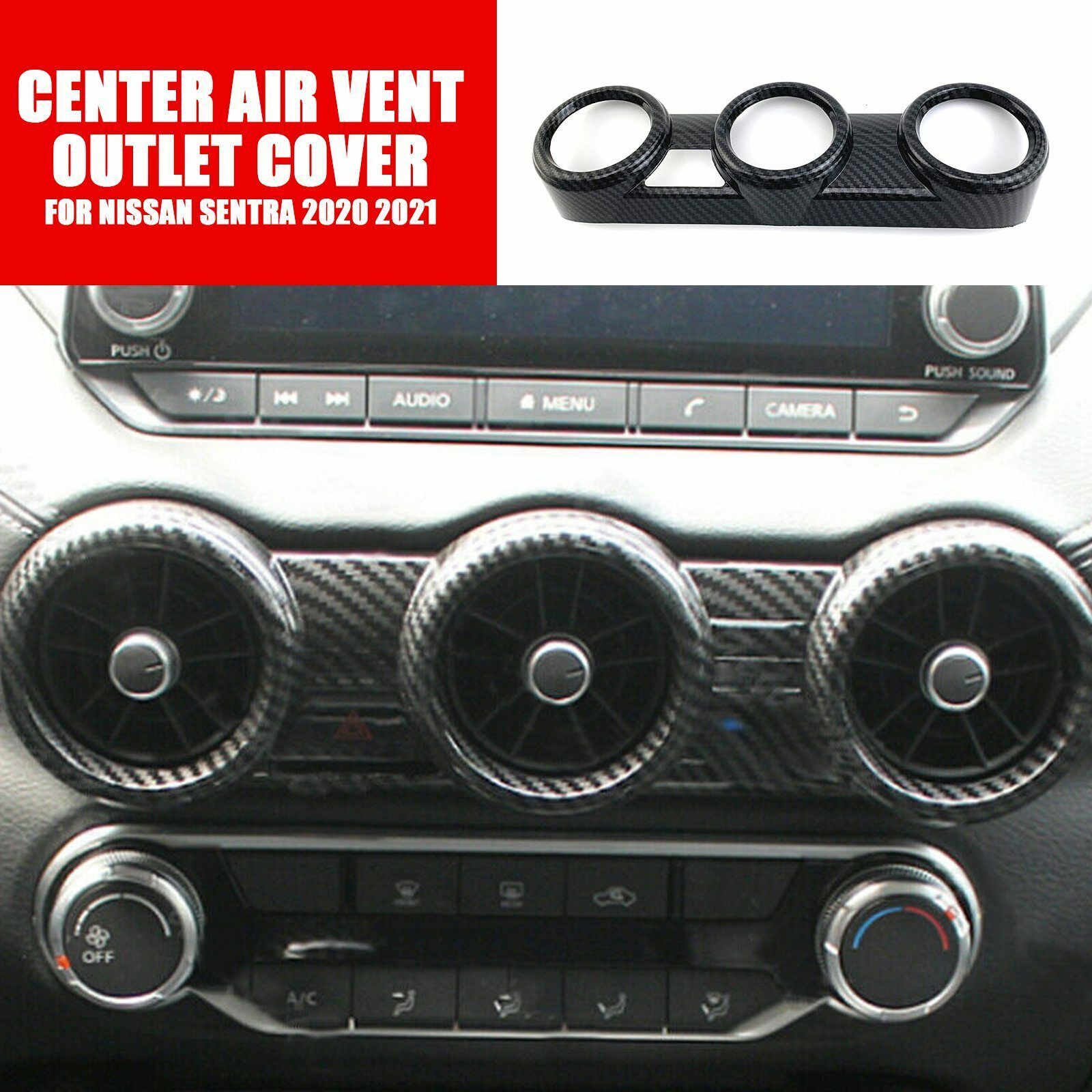 For 2020 for Nissan Sentra 2021 Carbon Fiber Inner Center Air Vent Outlet Cover Trim