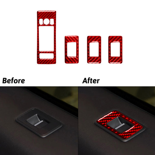 4X Red Carbon Fibre Window Regulator Trim For Land for Range Rover Sport 14-17