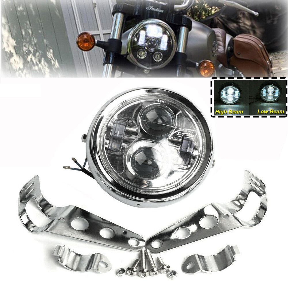 Motorcycle Motorbike 6.5Headlight Headlamp Round Front Light w/Bracke Universal