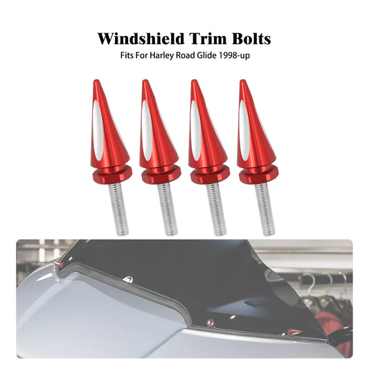4x Red Impaler Spike Windshield Bolt Kit Fits for Harley Road Glide Wind Screen