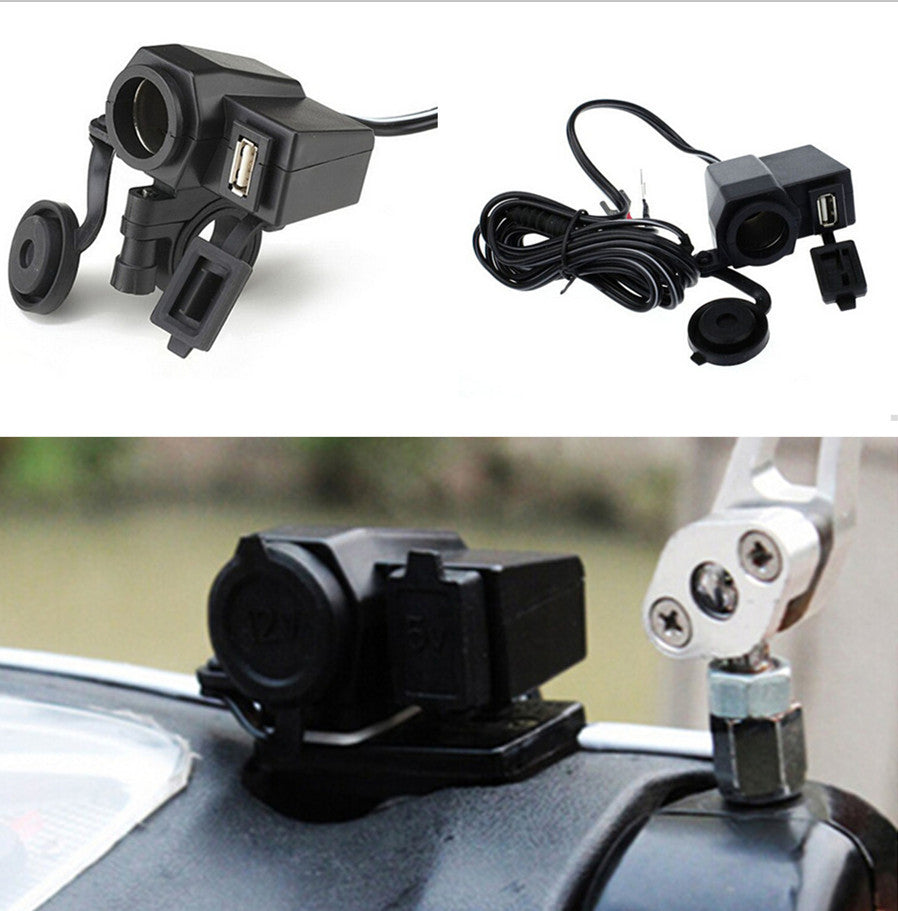 Motorcycle Waterproof USB Interface 12V Cigarette Lighter Outlet Socket Charger