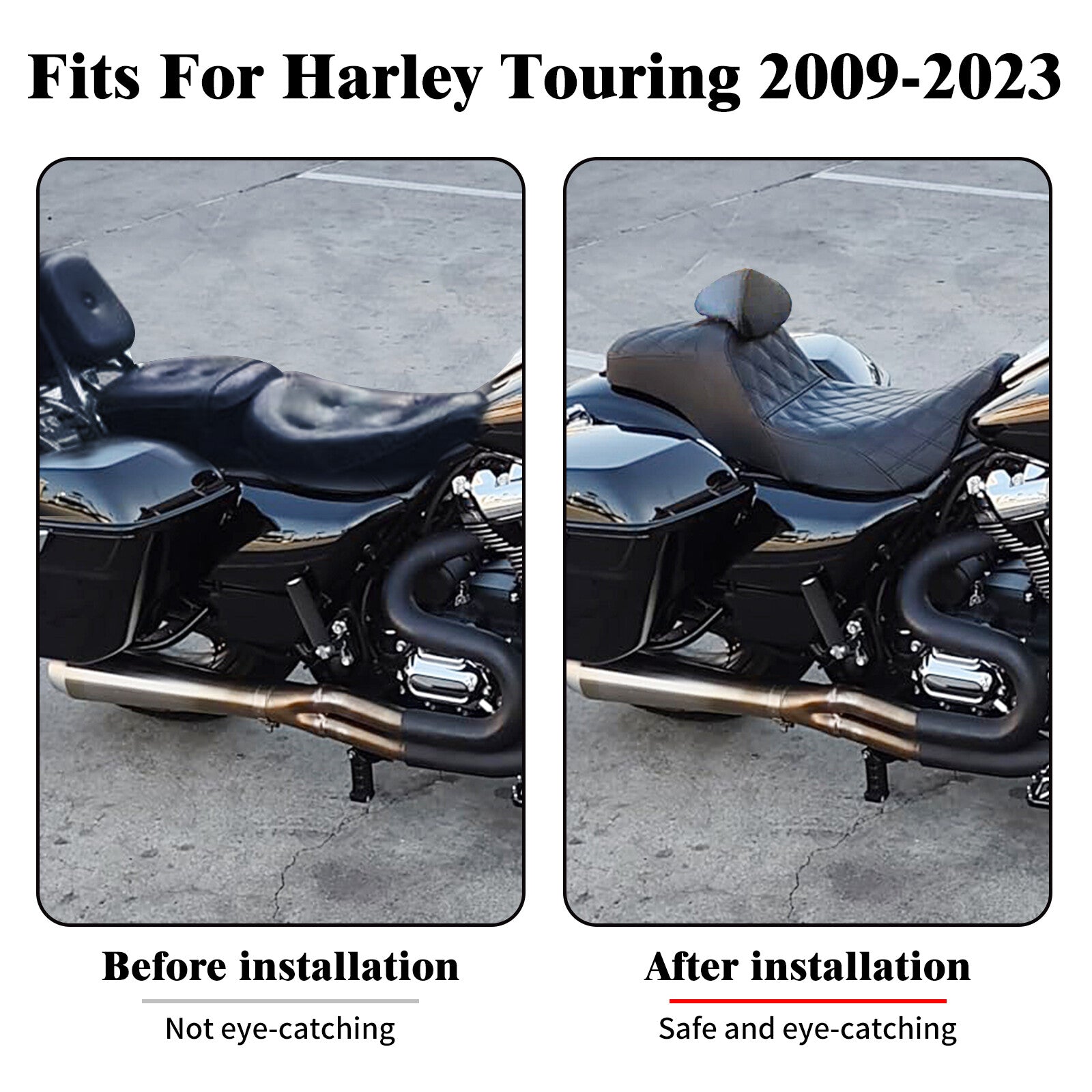 Driver Passenger for Seat Blue Line w/ Backrest for Harley Street Road Glide 09-2023