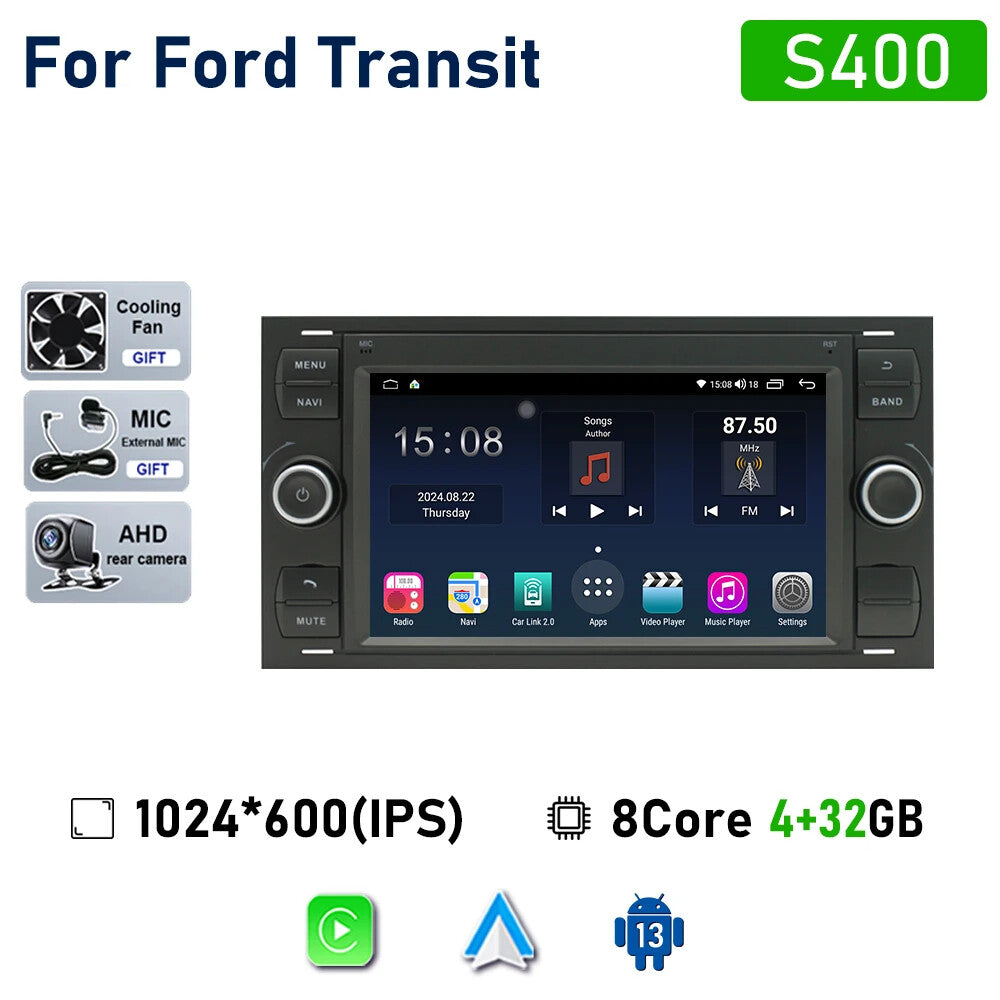 for Ford Transit Car Radio Carplay Android Auto Multimedia Player GPS Navigation