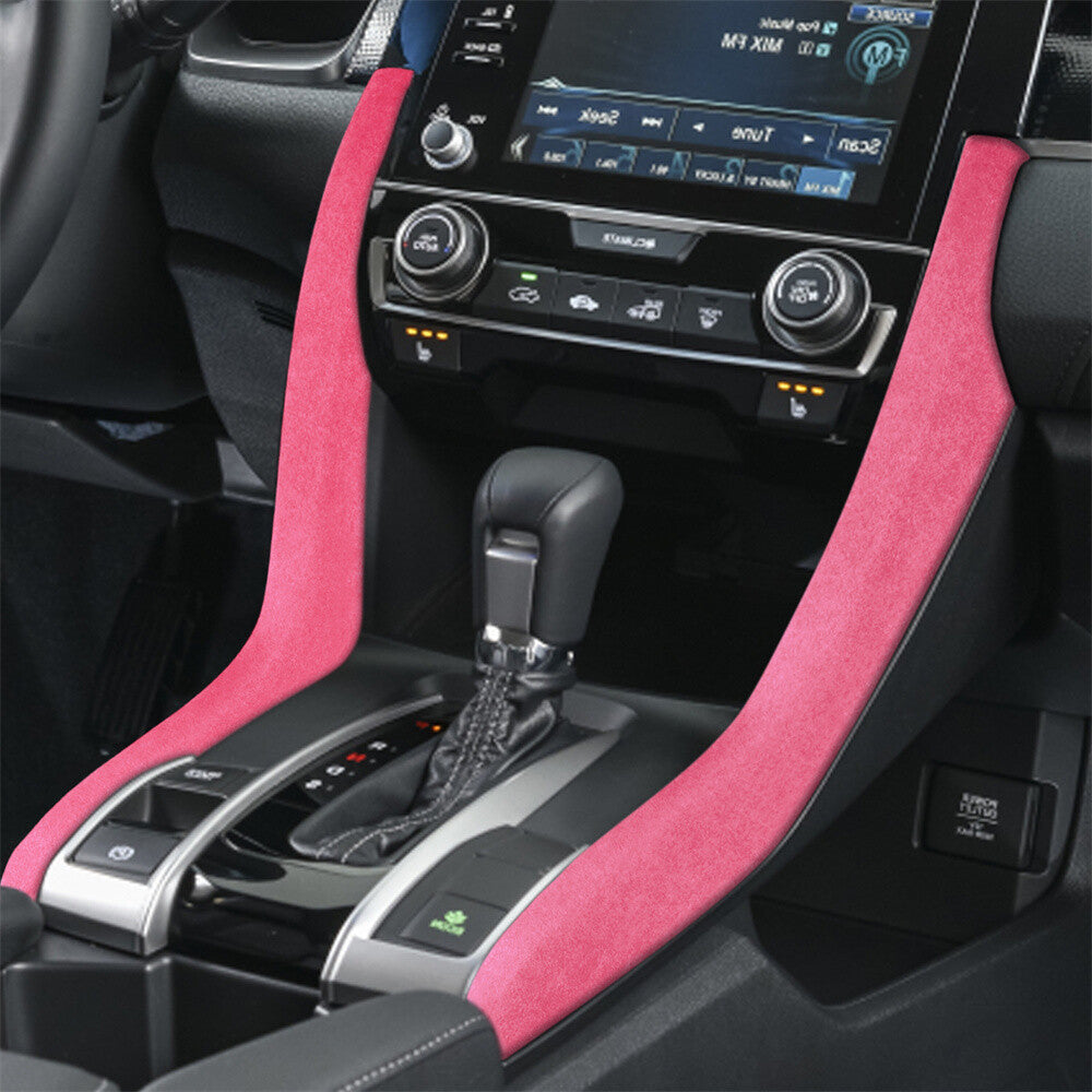 Suede Pink Central Control Gear Shift Side Panel Trim for Honda for Civic 10th 16-21