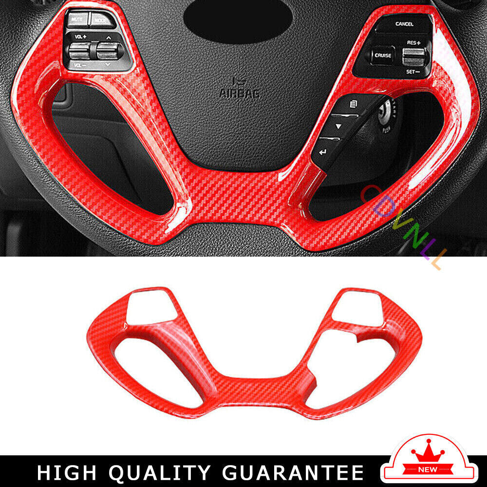 Car Steering Wheel Frame Panel Cover Trim for Kia K3 2014-2018 Red Carbon Fiber