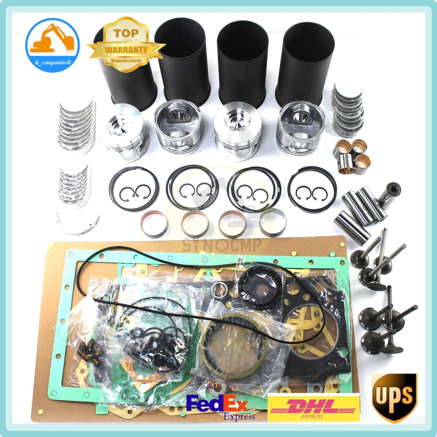 For Engine 460 470 Q3.3 QSB3.3 B3.3T Engine Rebuild Kit w/Valves.